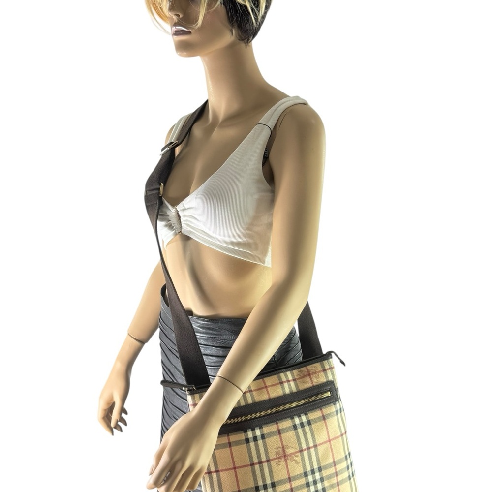 BURBERRY Multi Canvas Nova Check Haymarket Crossbody Made in Italy Authenticated - Picture 16 of 17